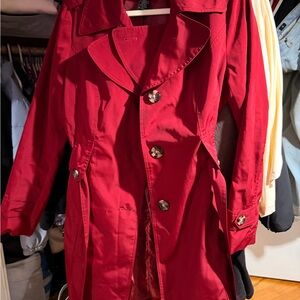 London Fog Red Trench Coat with Button Details